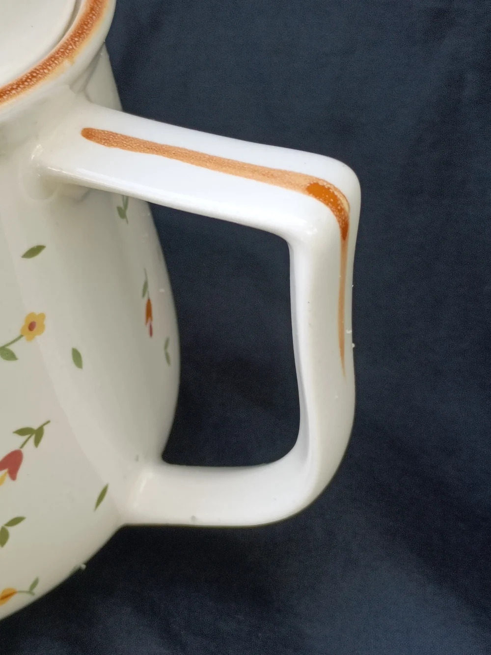 Vtg Mid Century Davir Ceramic Teapot White w Patchwork Flowers Japan